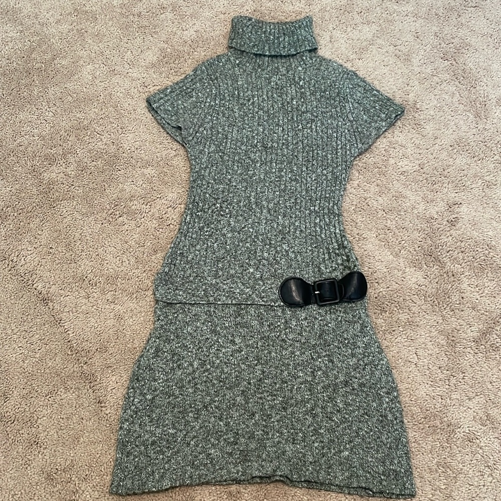 Tunic style sweater with faux belt